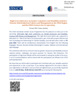 Invitation, concept note and draft agenda, High level conference on Gender-responsive and Disability-inclusive Disaster Risk Reduction Policies
