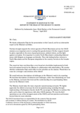 Statement by the Delegation of Norway in response to the report by the Head of the OSCE Mission to Skopje, Ambassador Clemens Koja