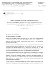 Erklärung der Ständigen Vertreterin der Bundesrepublik Deutschland, Botschafterin Gesa Bräutigam, während der 1367. Sitzung des Ständigen Rats der OSZE zur „Unterstützungskonferenz für Moldau”