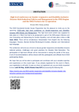 Invitation, concept note and draft agenda, High level conference on Gender-responsive and Disability-inclusive Disaster Risk Reduction Policies