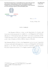 Response by the Delegation of Italy to the Questionnaire on the Code of Conduct on Politico-Military Aspects of Security