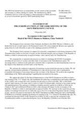 Statement by the Slovenian EU Presidency in response to the report by the Head of the OSCE Mission to Moldova, Dr. Claus Neukirch