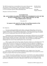 Statement by the Delegation of the Russian Federation in response to the address by the three Personal Representatives of the Chairperson-in-Office on tolerance and non-discrimination