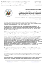 Statement by the Delegation of the United States of America in response to the address by the three Personal Representatives of the Chairperson-in-Office on tolerance and non-discrimination
