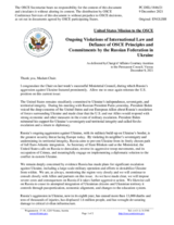 Statement by the Delegation of the United States of America on Russia’s ongoing aggression against Ukraine and illegal occupation of Crimea