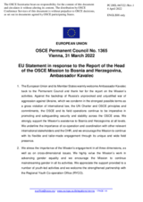Statement by the French EU Presidency in response to the report by the Head of the OSCE Mission to Bosnia and Herzegovina, Ambassador Kathleen Kavalec