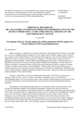 Additional remarks by the Delegation of the Russian Federation on the ongoing crimes by Ukraine against the civilian population with the support of a Western alliance of OSCE participating States