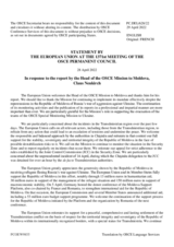 Statement by the French EU Presidency in response to the report by the Head of the OSCE Mission to Moldova, Dr. Claus Neukirch