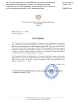 Response by the Delegation of Cyprus to the Questionnaire on the Code of Conduct on Politico-Military Aspects of Security Response by the Delegation of Cyprus to the Questionnaire on the Code of Conduct on Politico-Military Aspects of Security