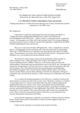 Update by Mr. Shawn DeCaluwe, Chief, FSC Support Unit, on the 2022 OSCE-UNODA Scholarship for Peace and Security training programme for young professionals, the majority being women