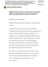 Statement by Amb. Elinor Hammarskjöld, Director-General for Political Affairs, Ministry for Foreign Affairs