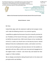 Statement by the Delegation of Ireland in response to the address of the Secretary General of the Council of Europe Marija Pejčinović Burić