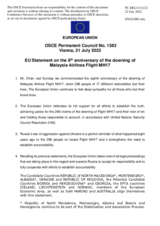 Statement by the Czech EU Presidency on  the 8th anniversary of the downing of Malaysia Airlines flight MH17 on 17 July 2014