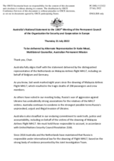 Statement by the Delegation of Australia (Partner for Co-operation) on the 8th anniversary of the downing of Malaysia Airlines flight MH17 on 17 July 2014