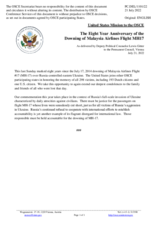 Statement by the Delegation of the United States of America on the 8th anniversary of the downing of Malaysia Airlines flight MH17 on 17 July 2014