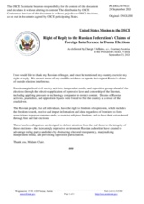 Statement by the Delegation of the United States of America in response to the statement by the Delegation of the Russian Federation on foreign interference in the State Duma elections in the Russian Federation held from 17 to 19 September 2021