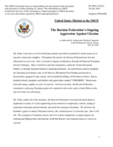 Statement by the Delegation of the United States of America on the Russian Federation’s ongoing aggression against Ukraine