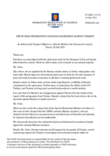 Statement by the Delegation of Norway on the Russian Federation’s ongoing aggression against Ukraine