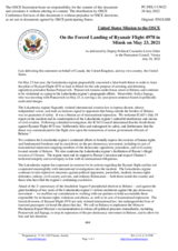 Statement by the Delegation of the United States of America, also on behalf of Canada and the United Kingdom, on the forced landing of Ryanair flight FR4978 in Minsk on 23 May 2021