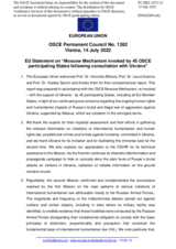Statement by the Czech EU Presidency on the Moscow Mechanism invoked by 45 OSCE participating States following consultations with Ukraine