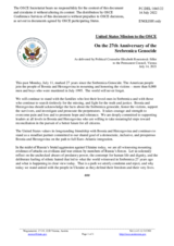 Statement by the Delegation of the United States of America on the 27th anniversary of the Srebrenica genocide, observed on 11 July 2022