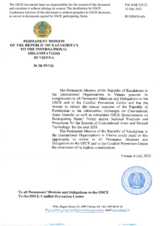 Response by the Delegation of Kazakhstan to the Questionnaire on Participating States’ Policy and/or National Practices and Procedures for the Export of Conventional Arms and Related Technology Response by the Delegation of Kazakhstan to the Questionnaire on Participating States’ Policy and/or National Practices and Procedures for the Export of Conventional Arms and Related Technology