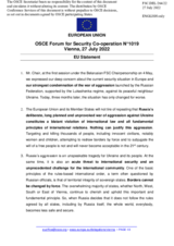 Statement by the Czech EU Presidency on the current security situation in the OSCE area 