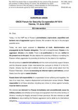 Statement by the French EU Presidency on the current security situation in the OSCE area