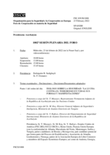 Diario de la 1002ª Sesión plenaria del Foro de Cooperación en materia de Seguridad 