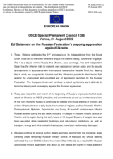 Statement by the Czech EU Presidency on the Russian Federation’s ongoing aggression against Ukraine: six months of human suffering and unscrupulous attack on the foundations of the OSCE