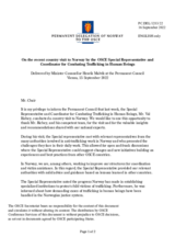 Statement by the Delegation of Norway on the recent country visit to Norway by the OSCE Special Representative and Co-ordinator for Combating Trafficking in Human Beings