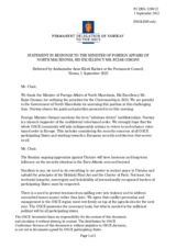 Statement by the Delegation of Norway in response to the presentation of priorities of the incoming Chairmanship 2023