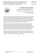 Statement by the Delegation of the United States of America on the latest developments of the situation in Kosovo and Metohija