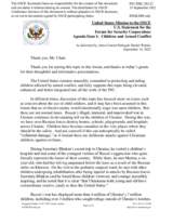 Statement by the Delegation of the United States of America on the security dialogue on “Children and Armed Conflict”