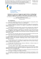 Statement by the Delegation of Ukraine on the Russian Federation’s ongoing aggression against Ukraine, including illegal attempts to legalize the occupation of the eastern Ukraine