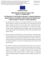 Statement by the Czech EU Presidency on the Russian Federation’s ongoing aggression against Ukraine: intensified, indiscriminate and asymmetrical military attacks on Ukraine’s civilian population