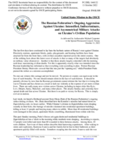 Statement by the Delegation of the United States of America on the Russian Federation’s ongoing aggression against Ukraine: intensified, indiscriminate and asymmetrical military attacks on Ukraine’s civilian population