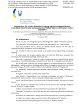 Statement by the Delegation of Ukraine on the Russian Federation’s ongoing aggression against Ukraine: intensified, indiscriminate and asymmetrical military attacks on Ukraine’s civilian population
