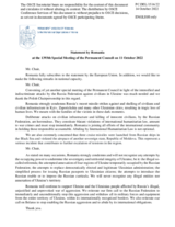 Statement by the Delegation of Romania on the Russian Federation’s ongoing aggression against Ukraine: intensified, indiscriminate and asymmetrical military attacks on Ukraine’s civilian population