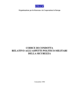Codice di condotta relativo agli aspetti politico-militari della sicurezza