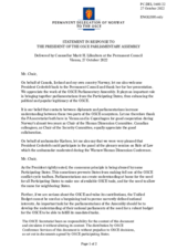 Statement by the Delegation of Norway, also on behalf of Canada and Iceland, in response to the address by the President of the OSCE Parliamentary Assembly, H.E. Ms. Margareta Cederfelt
