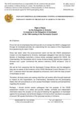 Statement by the Delegation of Armenia in response to the statement by the Delegation of Azerbaijan