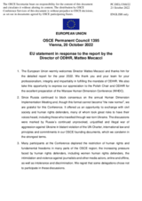 Statement by the Czech EU Presidency in response to the report by the Director of the Office for Democratic Institutions and Human Rights (ODIHR), Mr. Matteo Mecacci