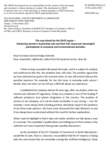 Statement by Ms. Aneta Pesheva, President of MASIT ICT Chamber of Commerce, CEO of ULTRA and UNET, Honorary Consul of Canada in North Macedonia