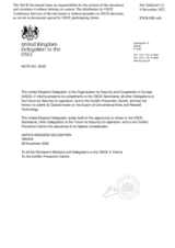 Response by the Delegation of the United Kingdom to the Questionnaire on Participating States’ Policy and/or National Practices and Procedures for the Export of Conventional Arms and Related Technology Response by the Delegation of the United Kingdom to the Questionnaire on Participating States’ Policy and/or National Practices and Procedures for the Export of Conventional Arms and Related Technology