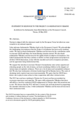 Statement by the Delegation of Norway in response to the report by the OSCE Project Co-ordinator in Ukraine, Ambassador Henrik Villadsen