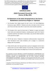 Statement by the French EU Presidency on latest developments in Gorno-Badakhshan Autonomous Region, Tajikistan