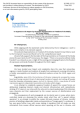 Statement by the Delegation of Ukraine in response to the report by the OSCE Representative on Freedom of the Media, Ms. Teresa Ribeiro