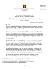 Statement by the Delegation of Norway in response to the report by the Head of the OSCE Mission in Serbia, Ambassador Jan Braathu