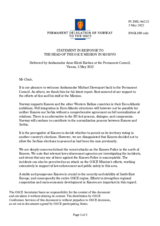 Statement by the Delegation of Norway in response to the report by the Head of the OSCE Mission in Kosovo, Ambassador Michael Davenport
